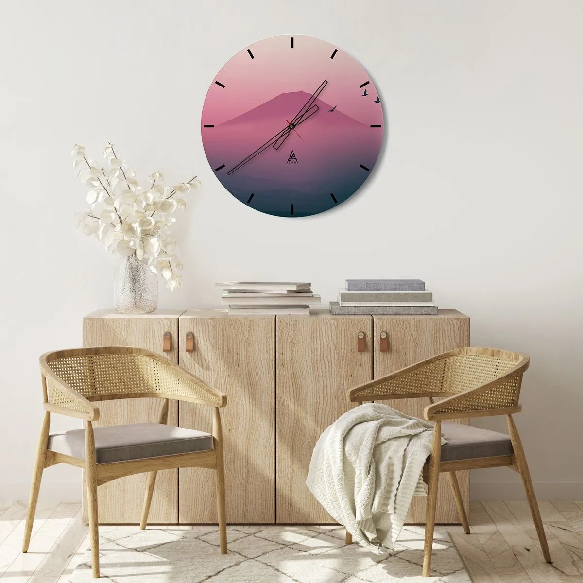 Horloge murale - Pendule murale - Des pèlerins au dessus des nuages - 30x30 cm