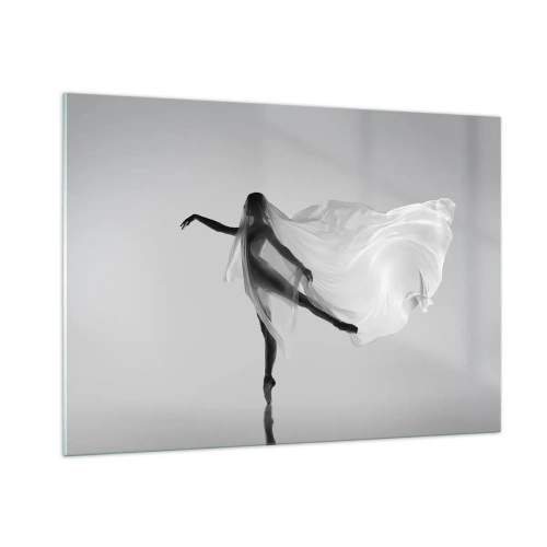 Impression sur verre - Image sur verre - Silhouette d'une danseuse avec un voile flottant en mouvement - 100x70cm - Légèreté et grâce - Décoration murale moderne pour le salon et la chambre ARTTOR