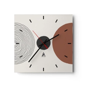 Horloge murale - Pendule murale - Figures géométriques abstraites aux couleurs chaudes - 30x30cm - Au centre de l'attention - Décoration murale moderne pour le salon et la chambre ARTTOR