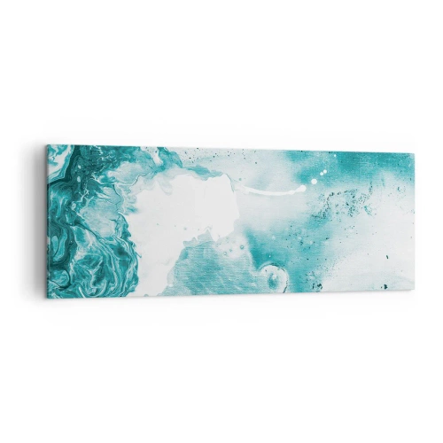 Impression sur toile - Image sur toile - Abstraction dans des tons de bleu avec de délicats accents de blanc - 140x50cm - Marécage bleu - Décoration murale moderne pour le salon et la chambre ARTTOR