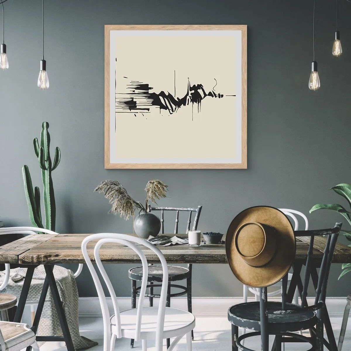 Affiche dans un chêne clair - Poster - Abstraction hâtive - 40x40 cm