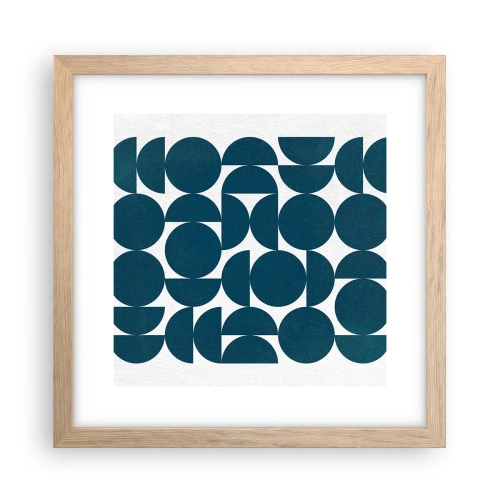 Affiche dans un chêne clair - Poster - Cercles et demi-cercles - 30x30 cm