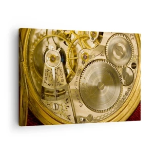 Impression sur toile - Image sur toile - Mécanisme de montre avec engrenages et détails visibles - 70x50cm - Marcher avec son temps - Décoration murale moderne pour le salon et la chambre ARTTOR