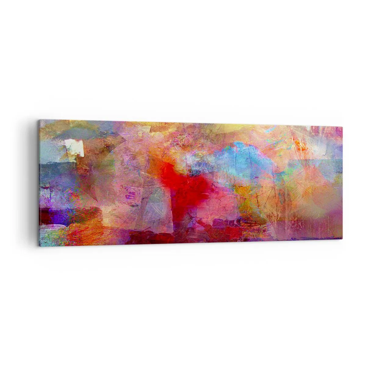 Impression sur toile - Image sur toile - Abstraction colorée dans des tons chauds et froids - 140x50cm - Regardez à l'intérieur de l'arc-en-ciel - Décoration murale moderne pour le salon et la chambre ARTTOR