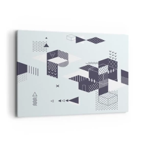 Impression sur toile - Image sur toile - Graphismes géométriques modernes dans des tons de blanc et de bleu marine - 120x80cm - Dans l'âme d'un mathématicien - Décoration murale moderne pour le salon et la chambre ARTTOR