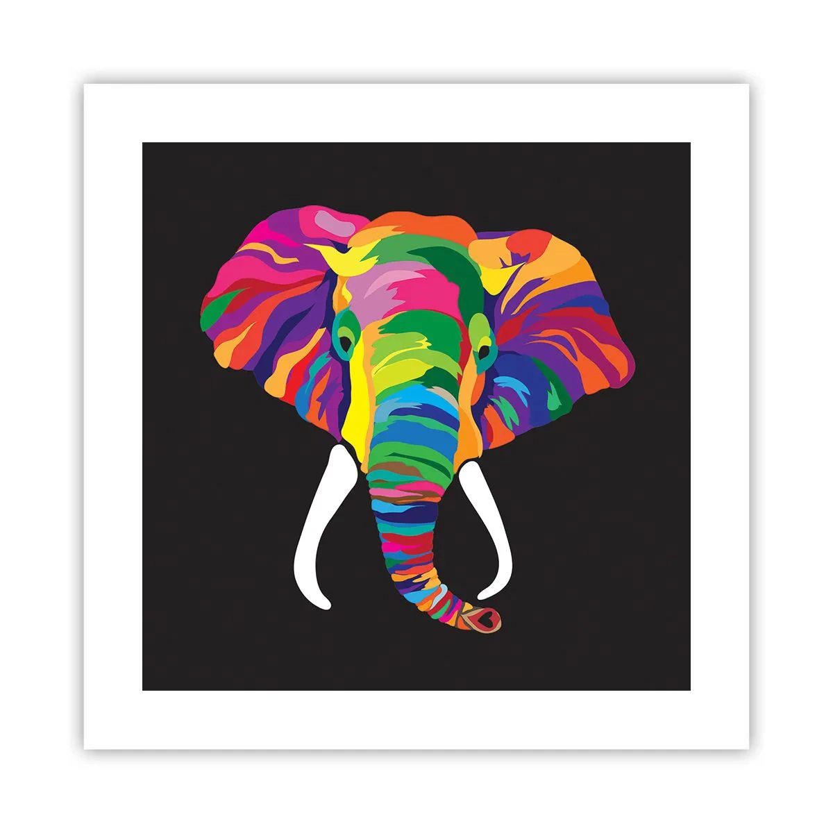 Affiche - Poster - L'éléphant qui aimait se baigner dans un arc-en-ciel - 40x40 cm