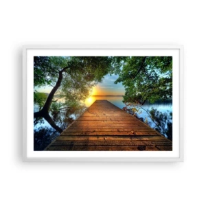 Affiche dans un cadre blanc - Poster - Prenez votre temps, asseyez-vous - 70x50 cm