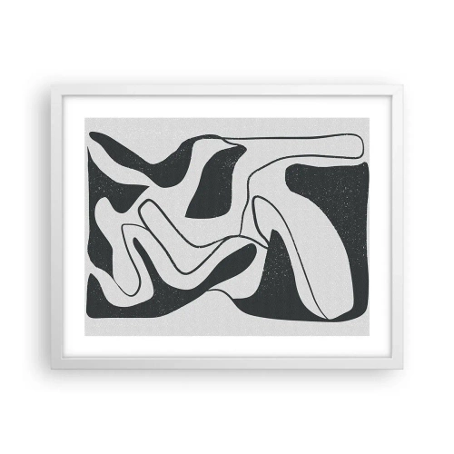 Affiche dans un cadre blanc - Poster - Amusement de labyrinthe abstrait - 50x40 cm