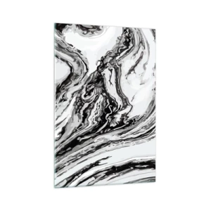Impression sur verre - Image sur verre - Motif de marbre abstrait en noir et blanc - 70x100cm - Au début, c'était le chaos - Décoration murale moderne pour le salon et la chambre ARTTOR