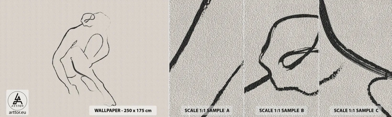 Échantillon de Papier Peint Premium Sand - Croquis intime - Minimalisme, Acte, Femme - 100x30 cm