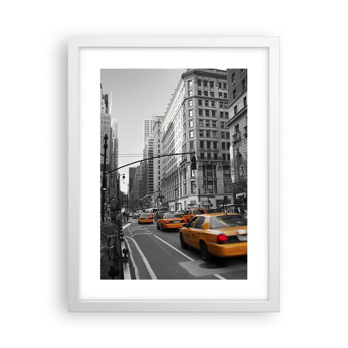 Affiche dans un cadre blanc - Poster - Soleil des grandes villes - 30x40 cm