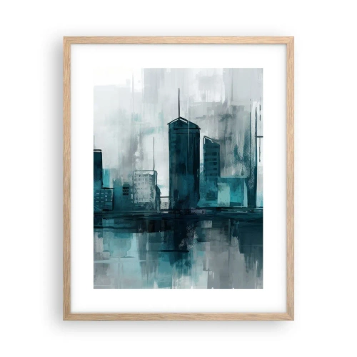 Affiche dans un chêne clair - Poster - Une ville couleur de pluie - 40x50 cm