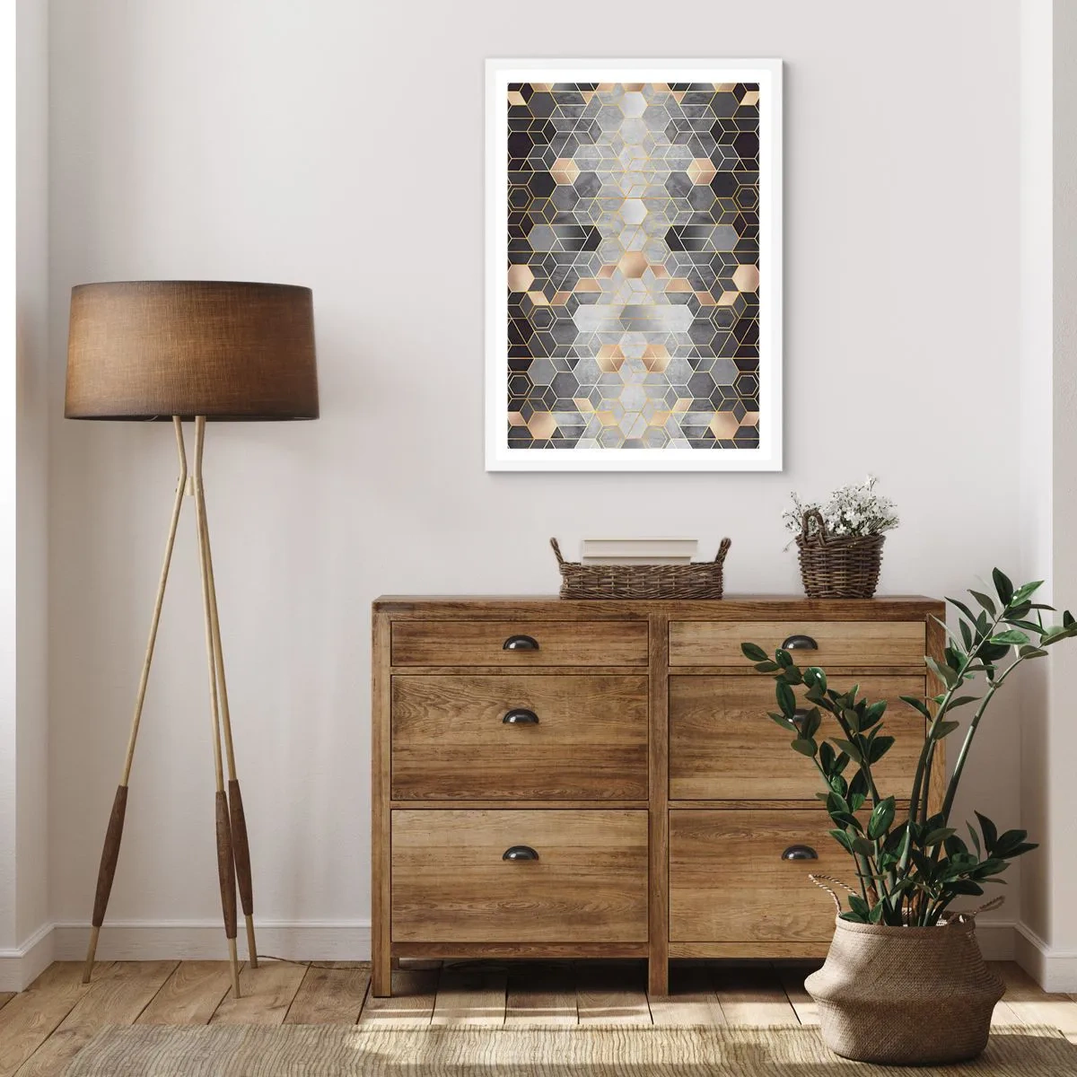 Affiche dans un cadre blanc - Poster - Composition de diamants - 30x40 cm