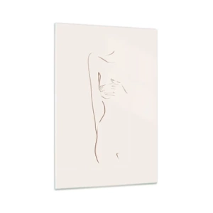 Impression sur verre - Image sur verre - Un dessin au trait subtil d'une silhouette sur un fond clair - 70x100cm - La forme du désir - Décoration murale moderne pour le salon et la chambre ARTTOR