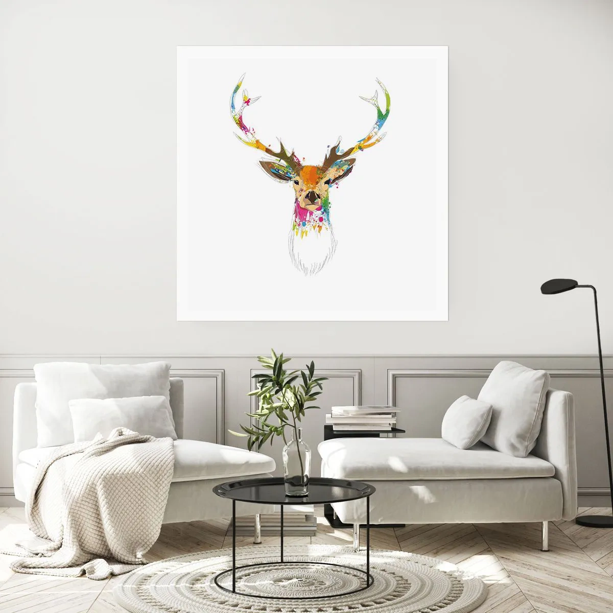 Affiche - Poster - Un cerf doux baigné de couleur - 50x50 cm