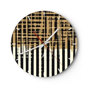 Horloge murale - Pendule murale - Abstraction géométrique dans les tons beige et noir - 30x30cm - Abstraction architecturale - Décoration murale moderne pour le salon, la cuisine et la chambre ARTTOR