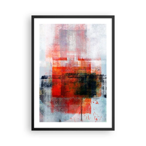Affiche dans un cadre noir - Poster - Abstraction géométrique dans des tons intenses de rouge - 50x70cm - Composition embrasée - Décoration murale moderne pour le salon et la chambre ARTTOR