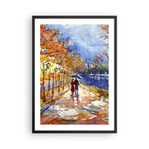 Affiche dans un cadre noir - Poster - Une promenade sous la pluie parmi les couleurs d'automne - 50x70cm - Ensemble jusqu'au bout du temps - Décoration murale moderne pour le salon et la chambre ARTTOR