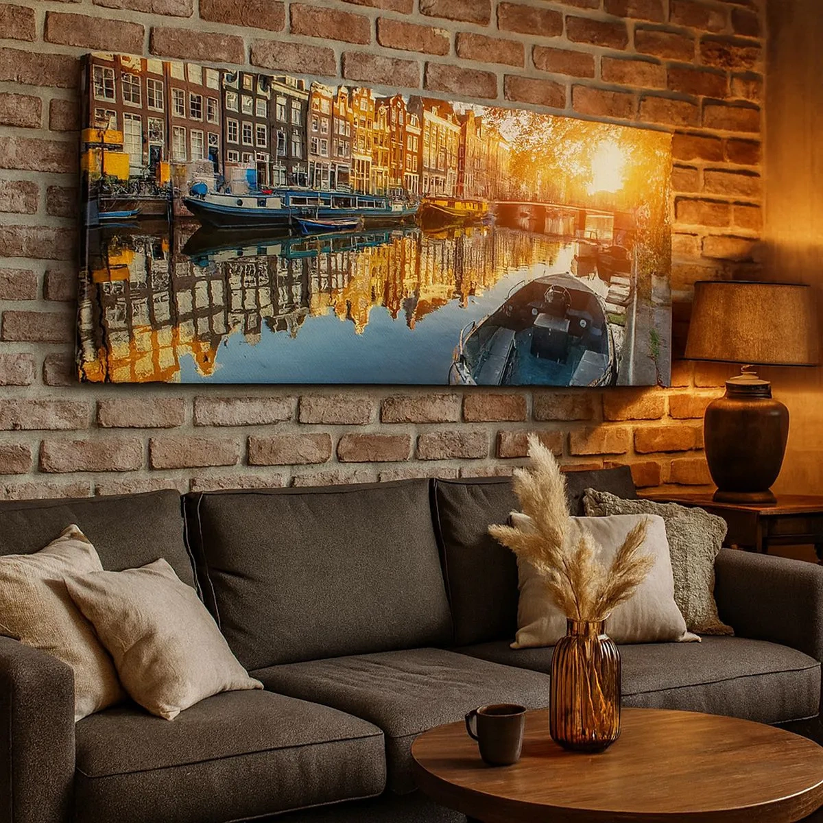 Impression sur toile - Image sur toile - Début de journée à Amsterdam - 100x40 cm