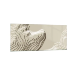 Impression sur verre - Image sur verre - Un motif abstrait dans des tons beiges avec un effet linéaire. - 120x50cm - Topographie artistique - Décoration murale moderne pour le salon et la chambre ARTTOR