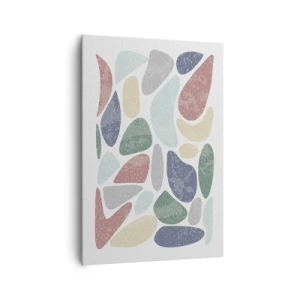 Impression sur toile - Image sur toile - Formes organiques colorées sur fond blanc - 70x100cm - Une mosaïque de couleurs poudrées - Décoration murale moderne pour le salon et la chambre ARTTOR