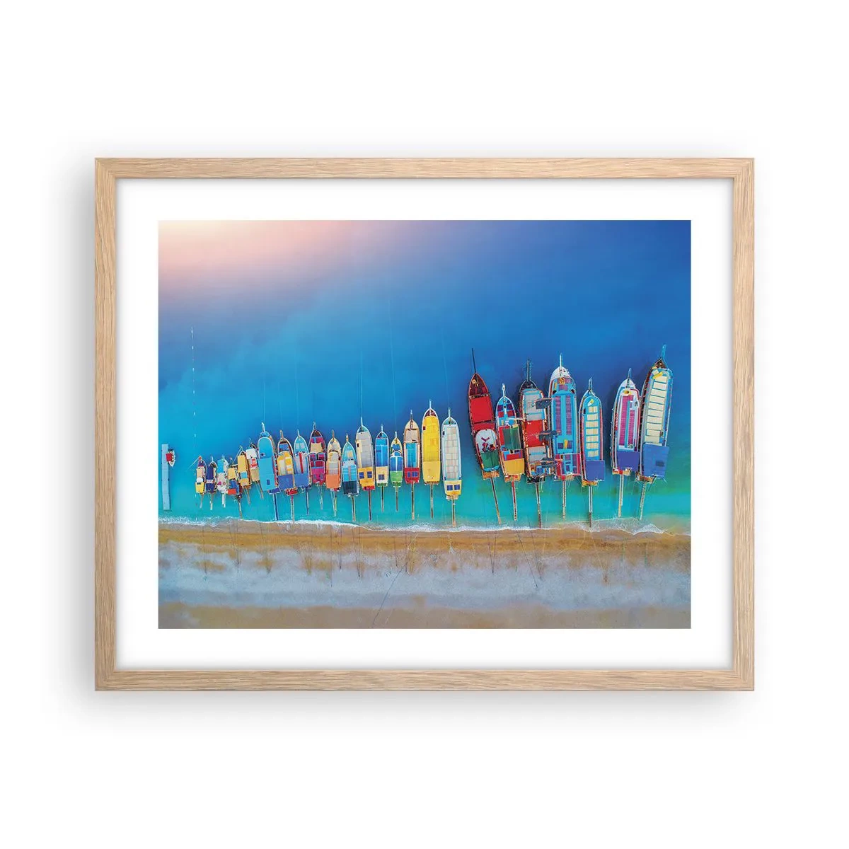 Affiche dans un chêne clair - Poster - Une vue à vol d'oiseau - 50x40 cm