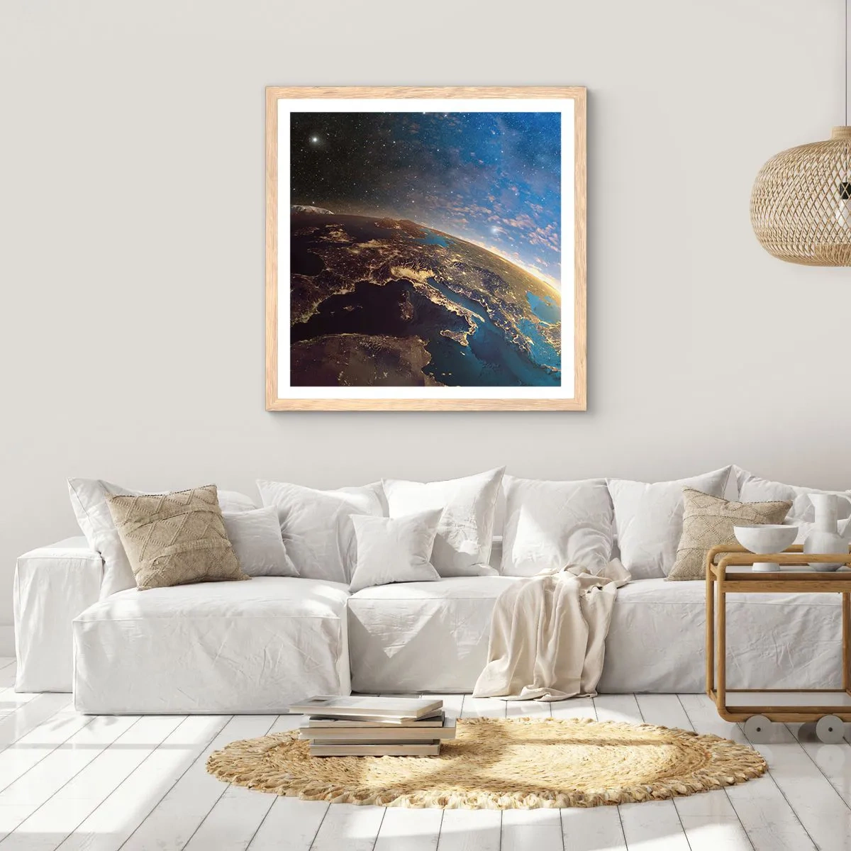 Affiche dans un chêne clair - Poster - Regardons-nous de loin - 60x60 cm