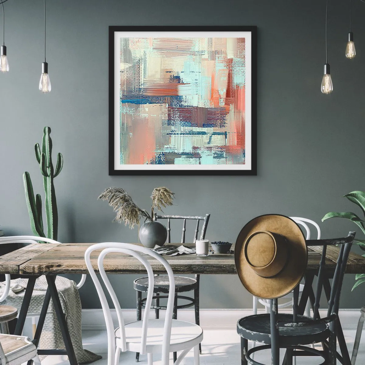 Affiche dans un cadre noir - Poster - Atteindre la lumière - 40x40 cm