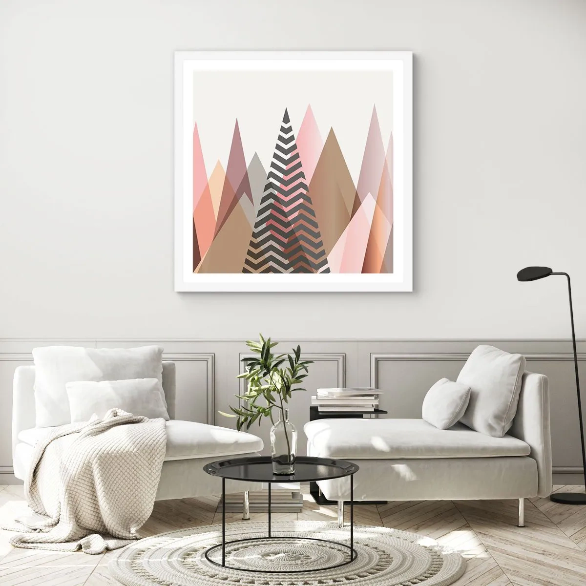 Affiche dans un cadre blanc - Poster - Vue pyramidale - 40x40 cm