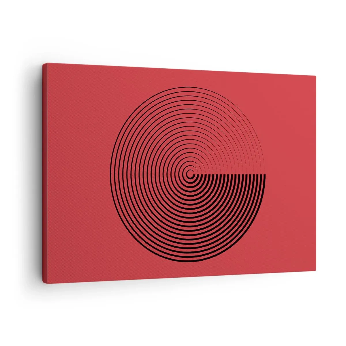 Impression sur toile - Image sur toile - Cercles concentriques sur fond rouge - 70x50cm - Mouvement circulaire - Décoration murale moderne pour le salon et la chambre ARTTOR