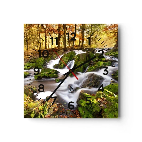 Horloge murale - Pendule murale - Rapidement à travers la forêt d'automne - 40x40 cm