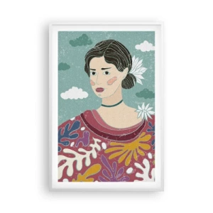 Affiche dans un cadre blanc - Poster - Avec de la mélancolie dans les yeux - 61x91 cm