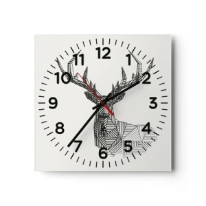 Horloge murale - Pendule murale - Cerf dans un style cubique - 30x30 cm