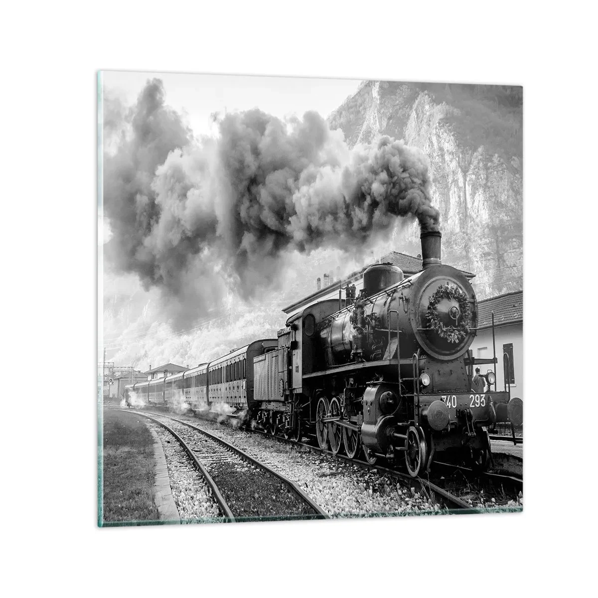 Impression sur verre - Image sur verre - Attend à la gare... - 70x70 cm