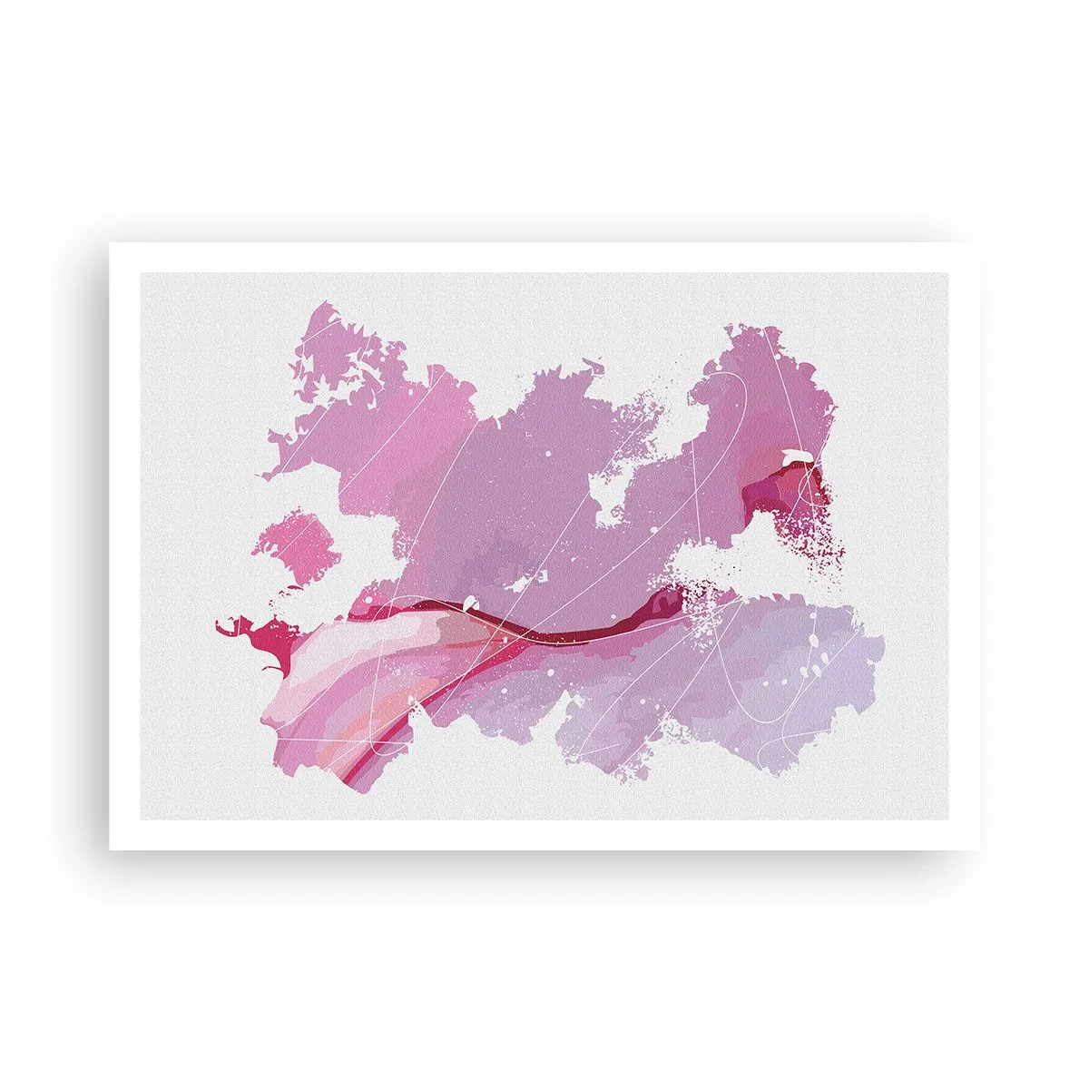 Affiche - Poster - Carte du monde abstraite dans les tons de rose - 100x70cm - Carte du monde rose - Décoration murale moderne pour le salon et la chambre ARTTOR
