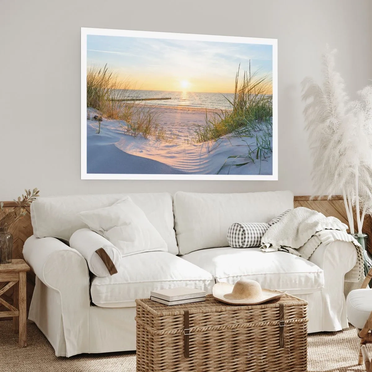 Affiche - Poster - Le bruit de la mer, le chant des oiseaux, une plage sauvage parmi les herbes… - 70x50 cm