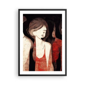 Affiche dans un cadre noir - Poster - Illustration abstraite d'une figure en rouge et noir - 50x70cm - Madones des ténèbres - Décoration murale moderne pour le salon et la chambre ARTTOR