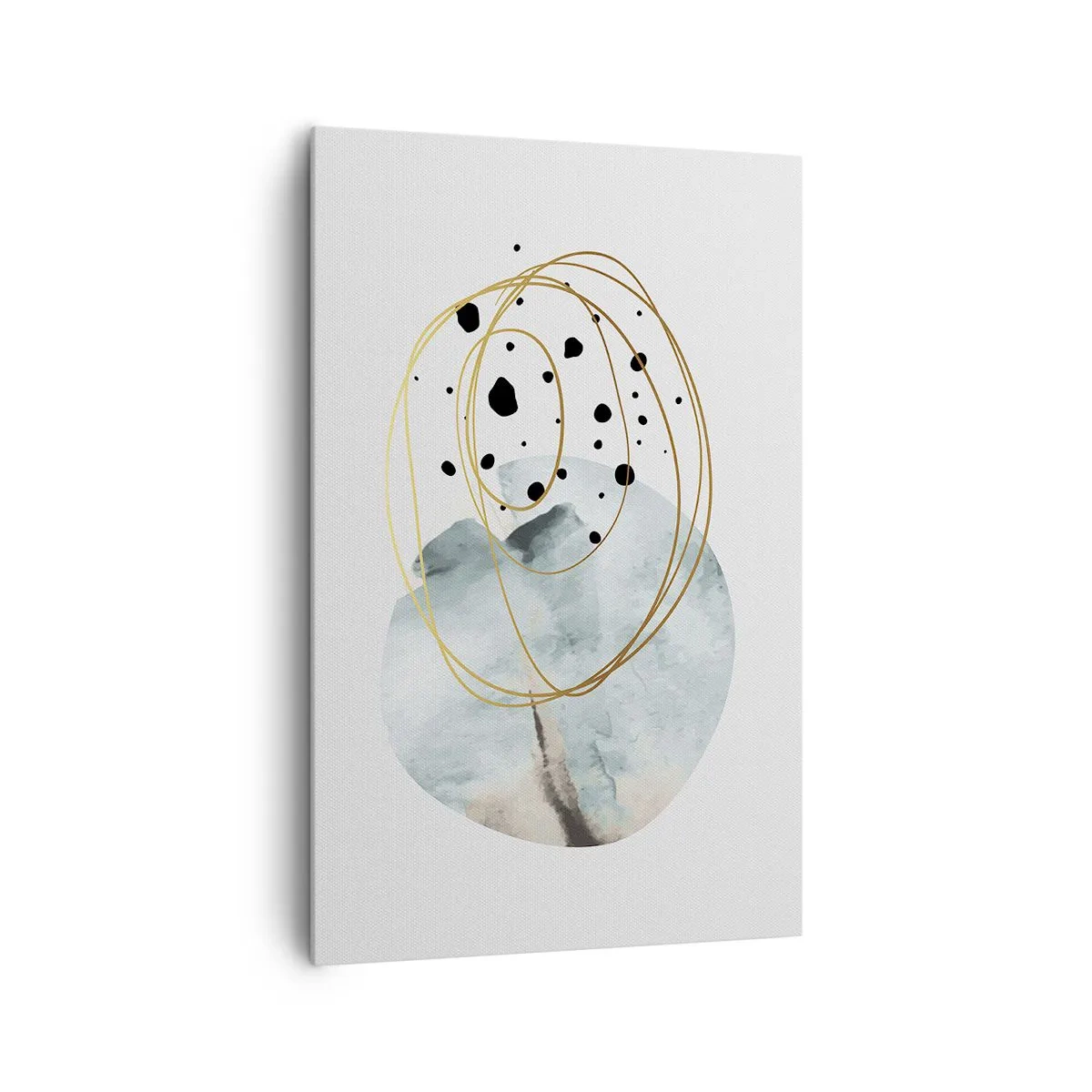 Impression sur toile - Image sur toile - Abstraction minimaliste avec un motif géométrique et des lignes dorées - 80x120cm - Emmêlement de l'espace - Décoration murale moderne pour le salon et la chambre ARTTOR