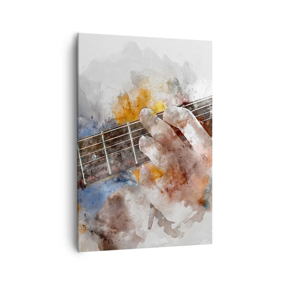 Impression sur toile - Image sur toile - Image abstraite d'une main jouant de la guitare - 70x100cm - La poésie entre les cordes - Décoration murale moderne pour le salon et la chambre ARTTOR