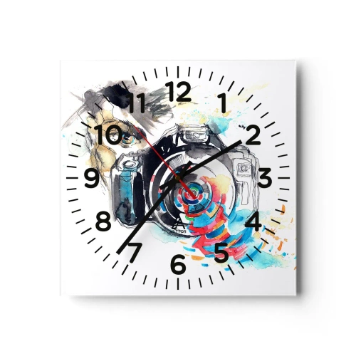 Horloge murale - Pendule murale - Dans l'oeil de l'objectif - 30x30 cm