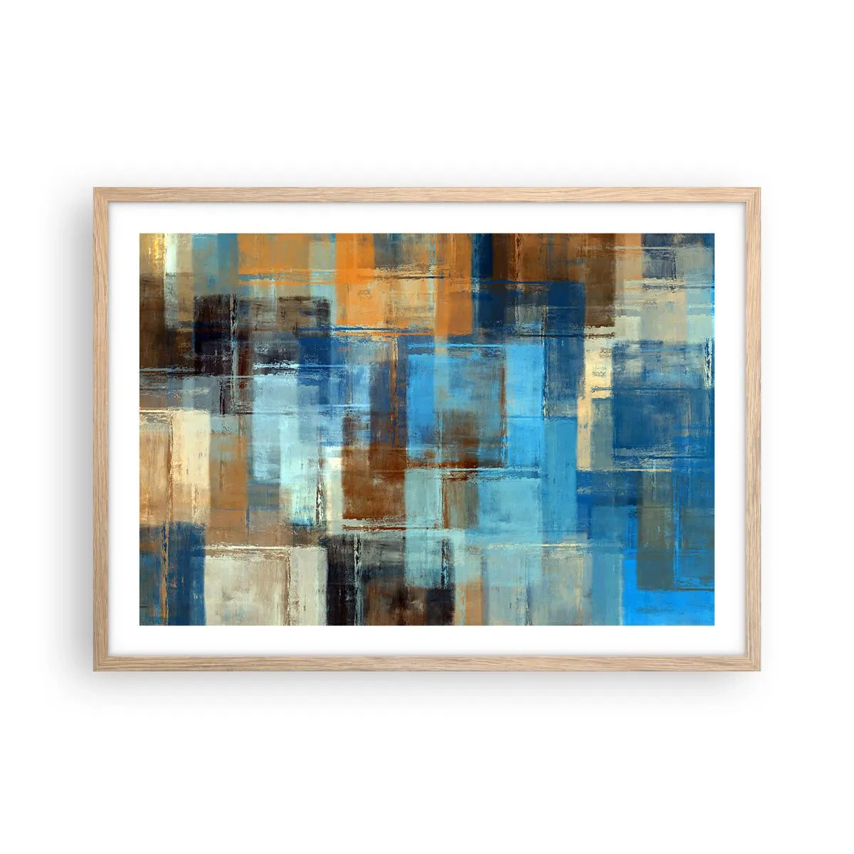 Affiche dans un chêne clair - Poster - A travers le voile bleu - 70x50 cm