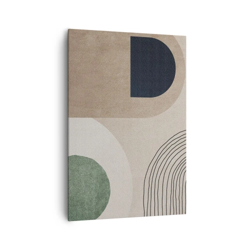 Impression sur toile - Image sur toile - Formes géométriques dans les tons beige et vert - 70x100cm - La douceur de l'ovale - Décoration murale moderne pour le salon et la chambre ARTTOR