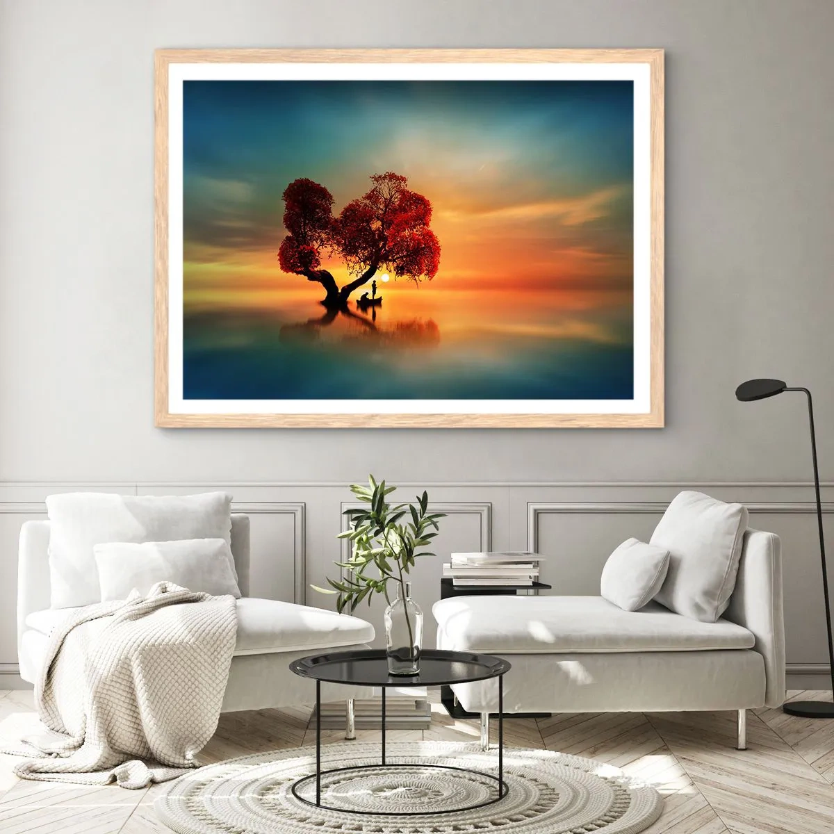 Affiche dans un chêne clair - Poster - Plénitude et éloignement sans monde - 100x70 cm