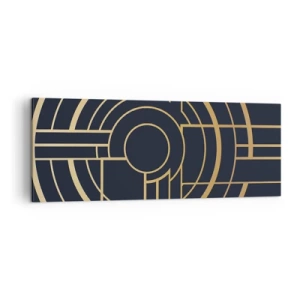 Impression sur toile - Image sur toile - Motif géométrique avec des lignes dorées - 140x50cm - Rotation des éléments - Décoration murale moderne pour le salon et la chambre ARTTOR