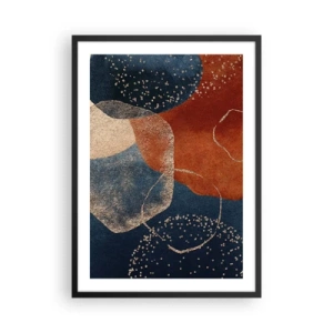 Affiche dans un cadre noir - Poster - Une composition abstraite dans les tons bleu marine et or - 50x70cm - La légèreté de l'être - Décoration murale moderne pour le salon et la chambre ARTTOR