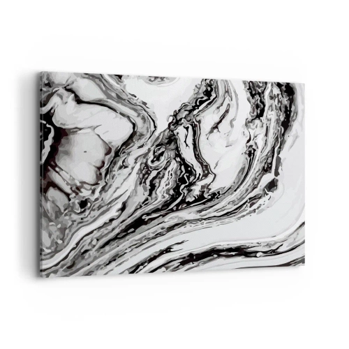Impression sur toile - Image sur toile - Motif de marbre abstrait en noir et blanc - 120x80cm - Au début, c'était le chaos - Décoration murale moderne pour le salon et la chambre ARTTOR