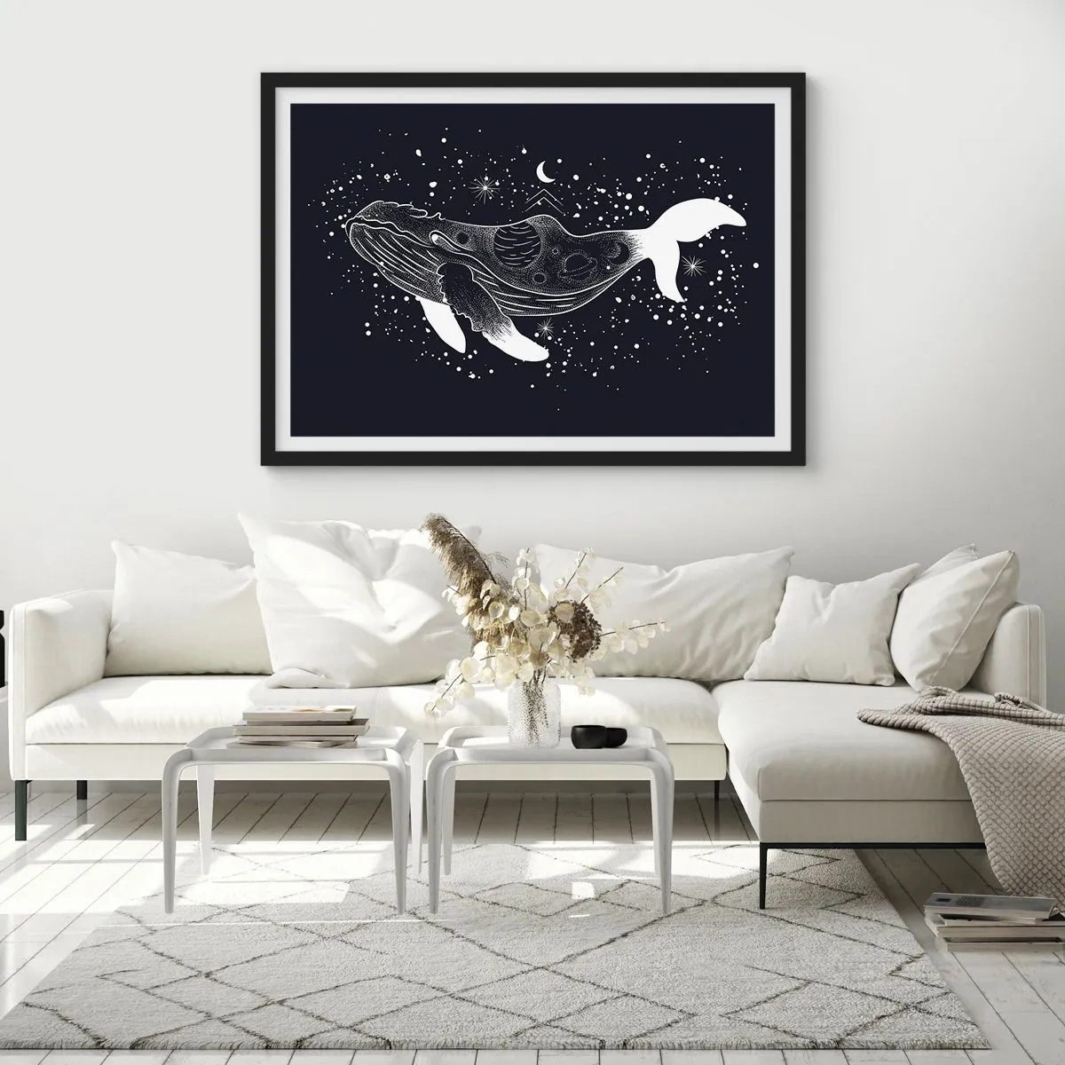 Affiche dans un cadre noir - Poster - Dans l'océan de l'univers - 91x61 cm