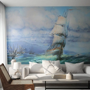 Papier Peint Photo Premium Canvas - Vents favorables - Bateau à voile, Mer, voile - 250x175 cm