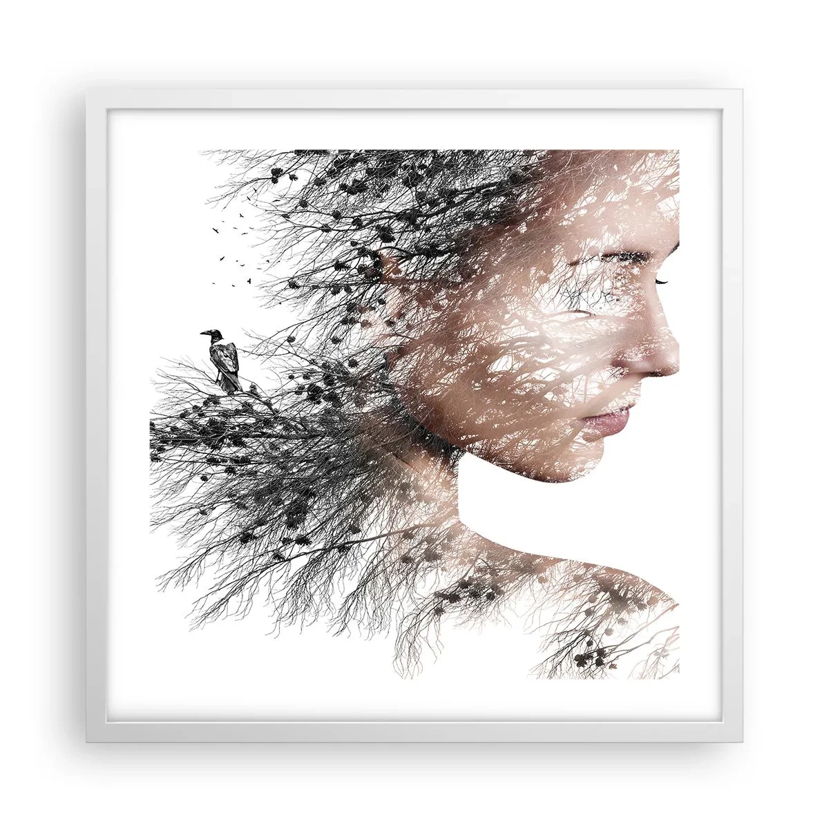 Affiche dans un cadre blanc - Poster - L'âme de la forêt - 50x50 cm