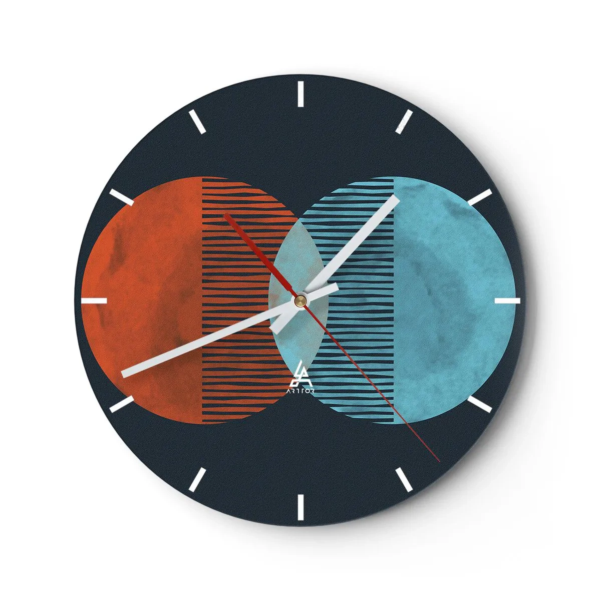 Horloge murale - Pendule murale - Gros plan de feuilles de palmier dorées formant un motif géométrique - 30x30cm - Fantaisie astronomique - Décoration murale moderne pour le salon, la cuisine et la chambre ARTTOR